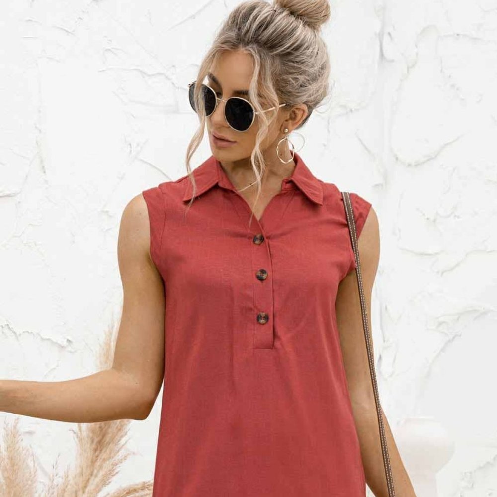 C+D+M Collared High Low Hem Mini Dress Vacation Spring/Summer Casual Lightweight